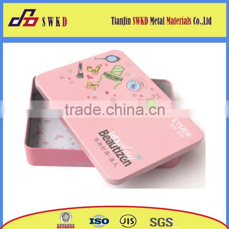 Rectangular tin box for gift with custom printing