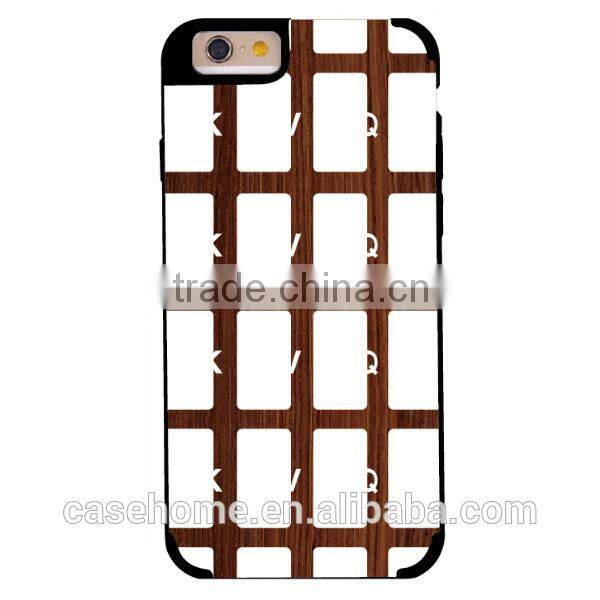 Gridiron Pattern Wood+PC Hard Back Cover Case for iphone 6s
