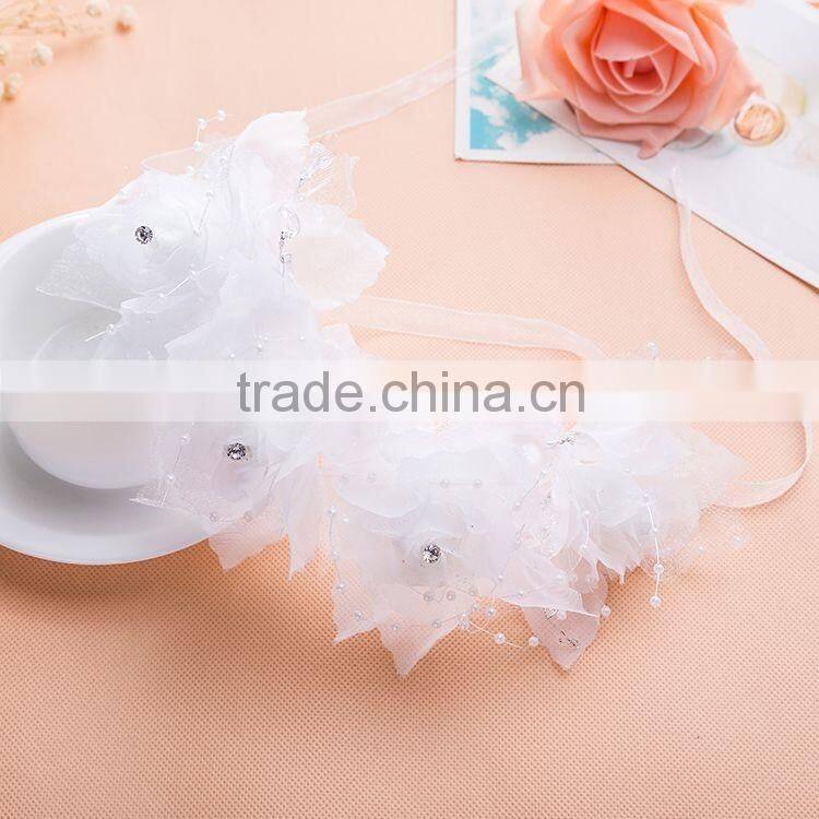 White Fabric Flower Bridal Headdress Elegant Wedding Party Hair Headbands Accessories SCC0302