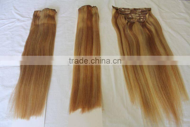 double drawn russian clip in hair extension thick end hair