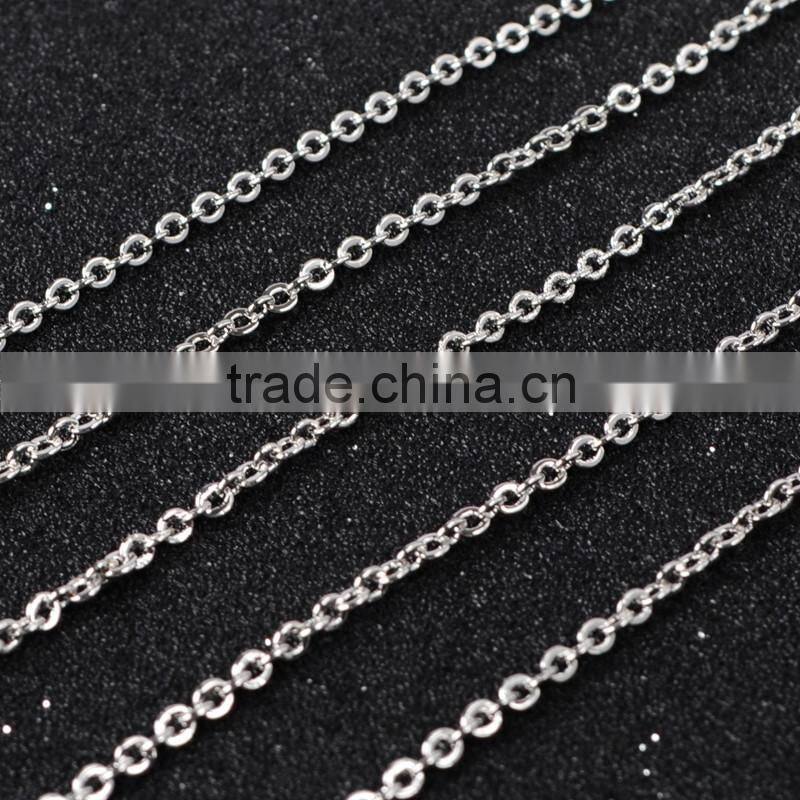 14 Inch Silver Plated Copper Finished Chain Necklace Finding Golden Flat Cable Chain With Losbter Clasp