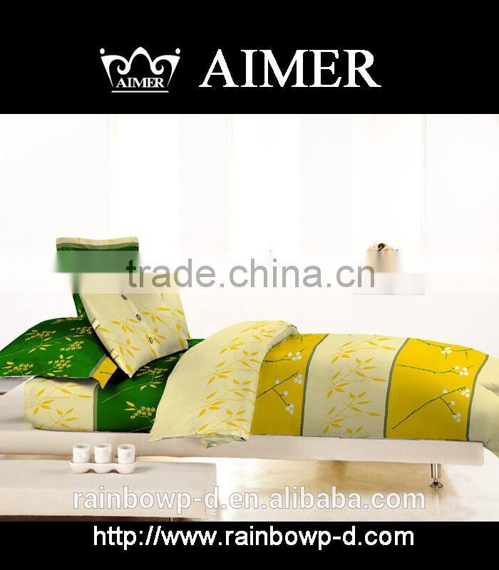 pigment print queen size cotton bed sheet set/comforter set