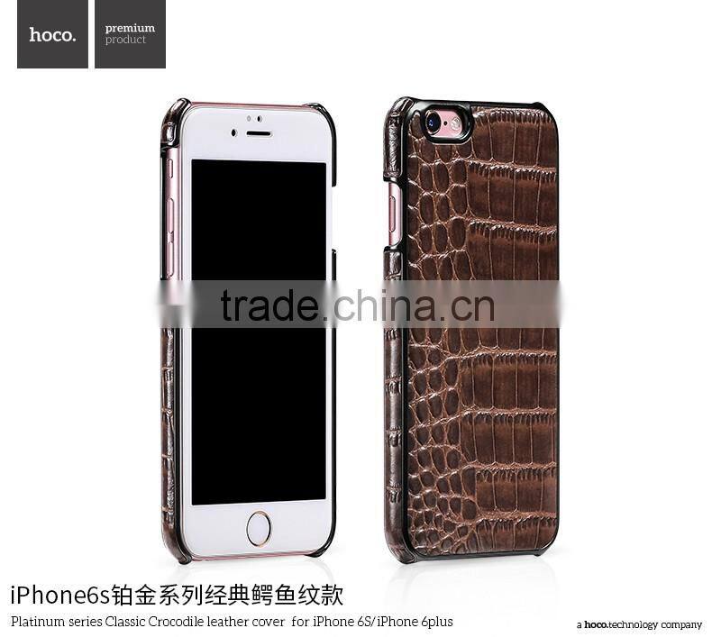 Classic Crocodile Leather Rubber Case for iPhone 6Plus HOCO Real Leather Cover Platinum Series Shell for iPhone 6s Plus MT-5810