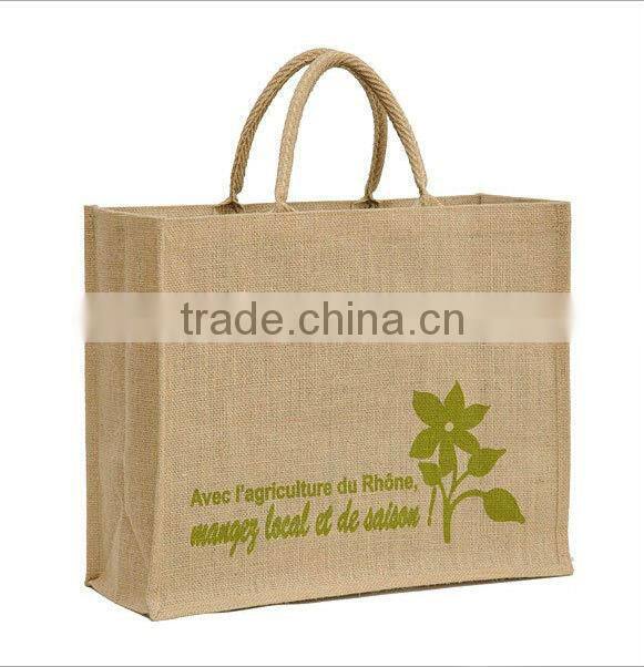 Fashion eco-friendly high jute hessian bag