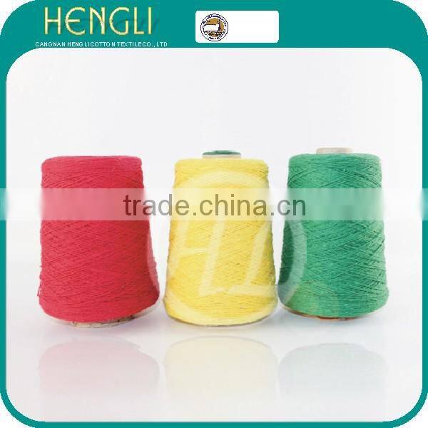 colorful recycled cotton yarn knitt recycled cotton yarn knitting weaving 3 ply yarn from Ne4s-20s blended yarn knitting weaving