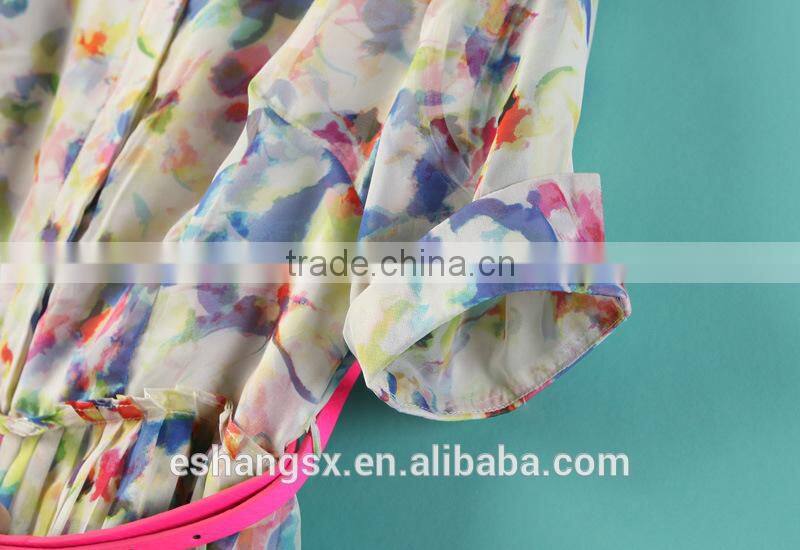 2014 new style printed floral chiffon dresses