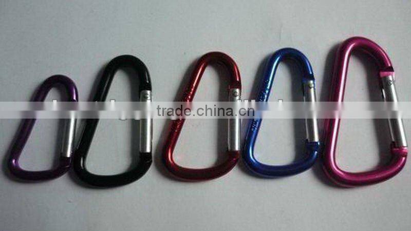 China Made Red Color Aluminum Flat Karabiner Snap Hook D type Spring Hook In Rigging Manufacturer