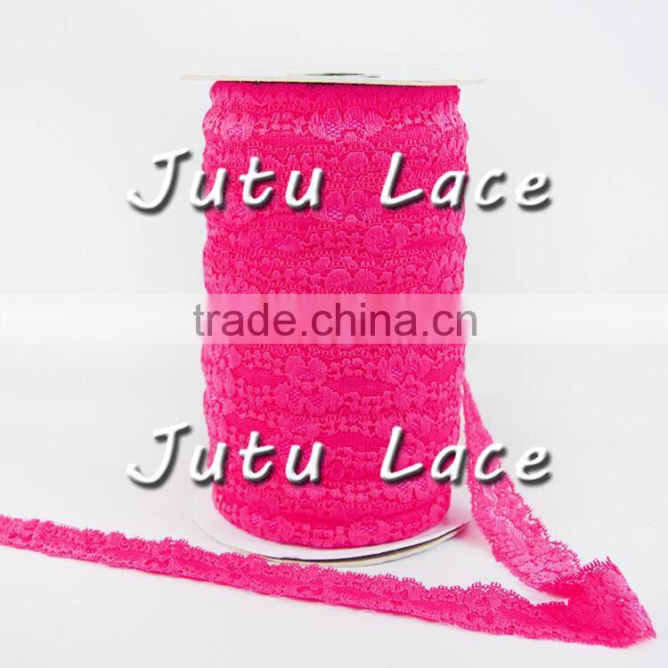Hot Pink Lace Elastic - Choose 1 or more colors 1 inch for Baby Headbands - Hairbow Supplies, Etc