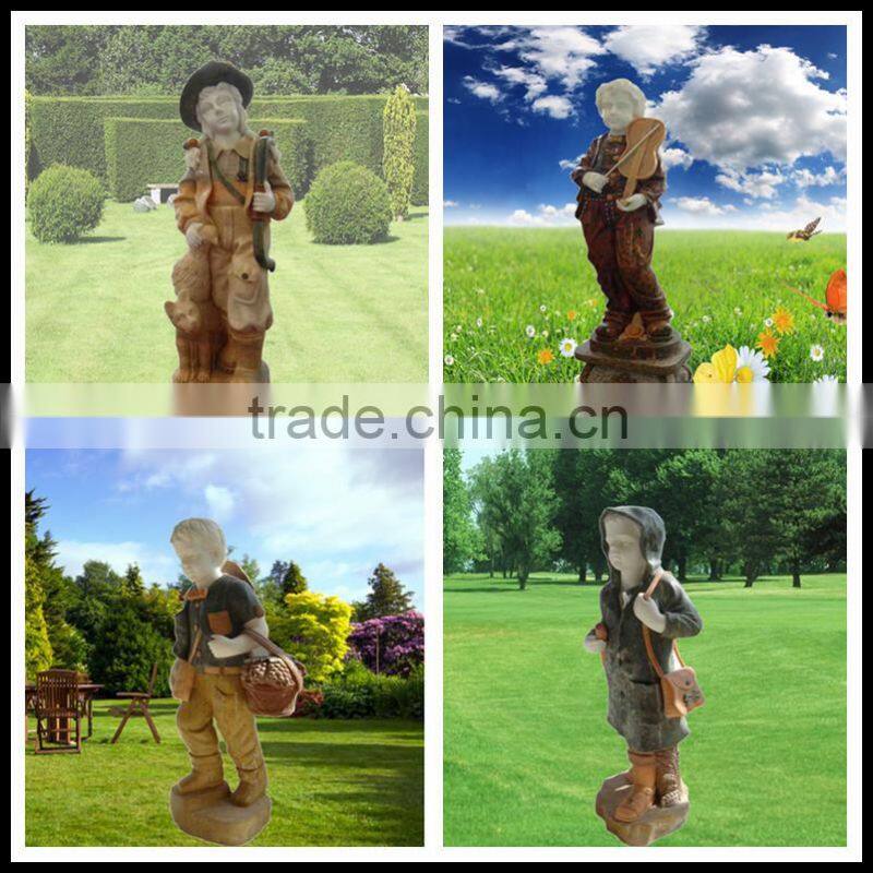 Colorful European Boy Marble Hand Carve Statue