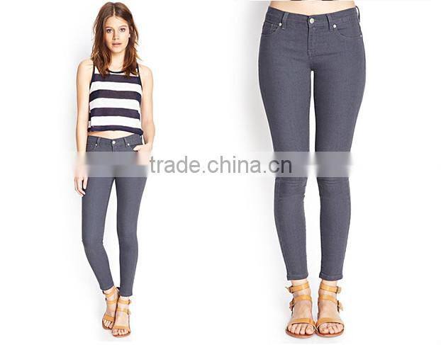 2014 new arrival fashion design wholesale skinny 3 colors pencil jeans for woman