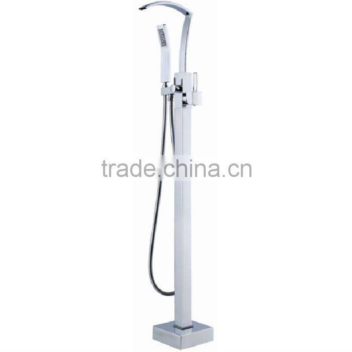 High Quality Brass Floor Mixer, Standing Bathtub Mixer, Square Chrome Finish