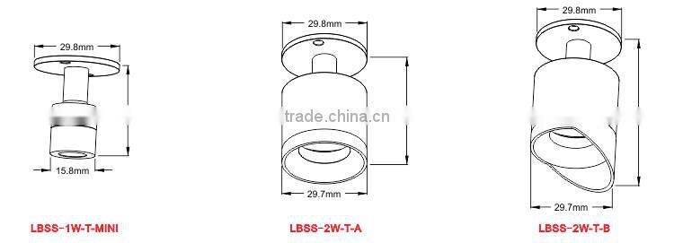 High quality DC12V aluminium body 2W round type recessed led under cabinet light nice quality