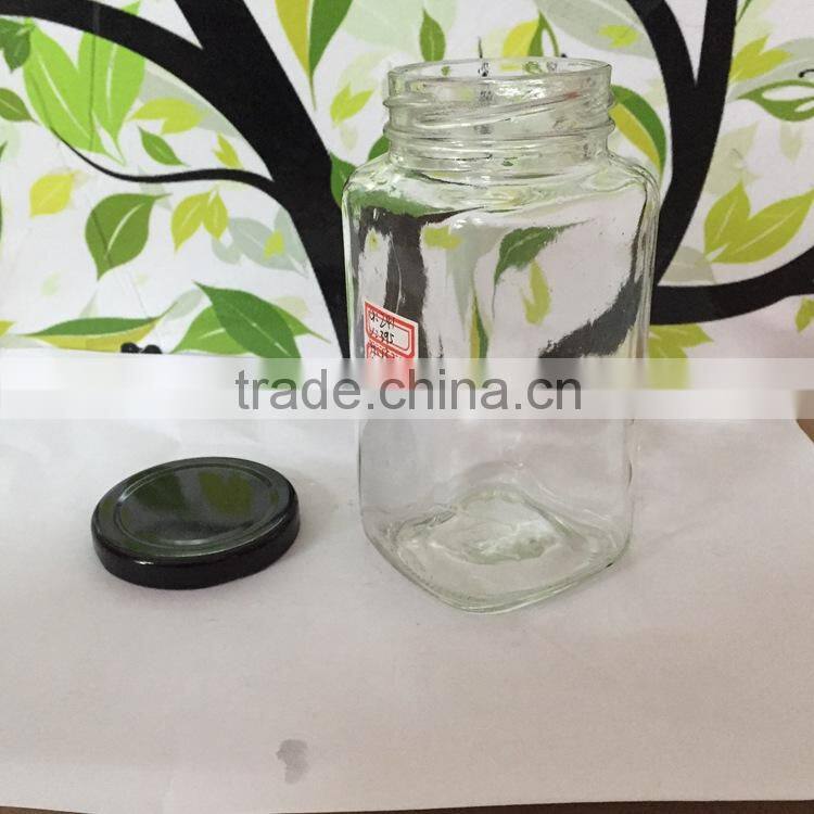 200ml square glass jar for honey with metal lid