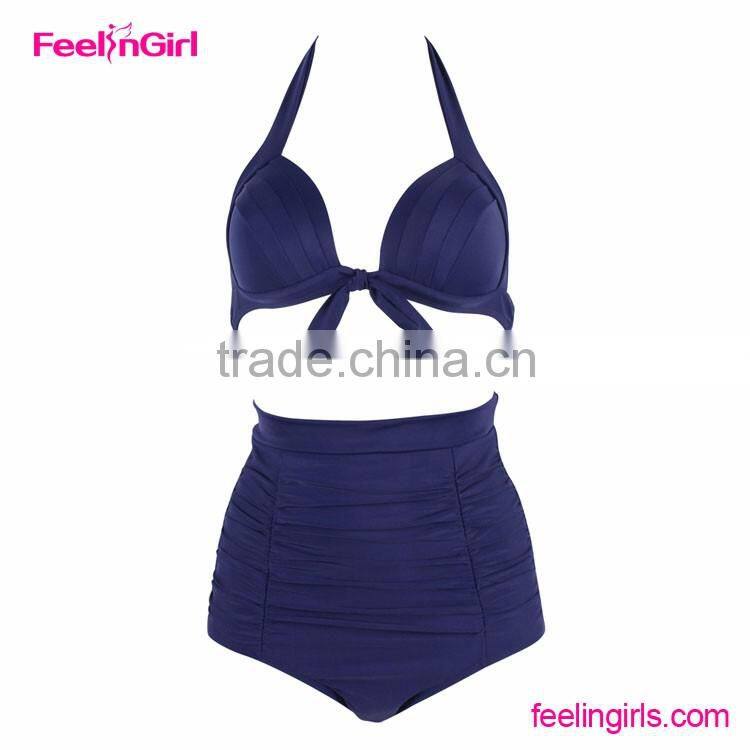 Fashion Extreme Sexy Girls Blue Halter Tankini Swimsuit