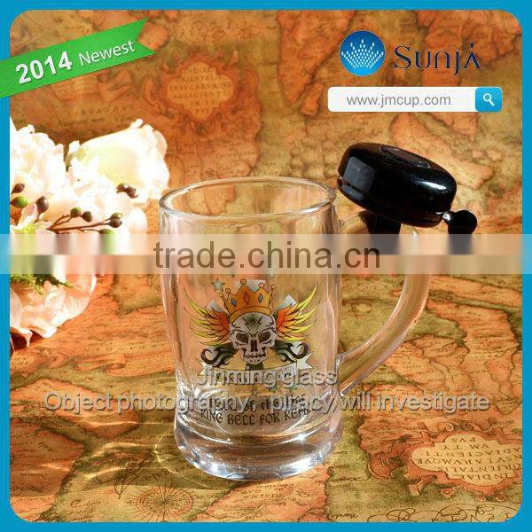 SH440 Promotional drink beer glass cup mug with bell machine made bell beer glass mug stein bell drinking glass mug cup glasses