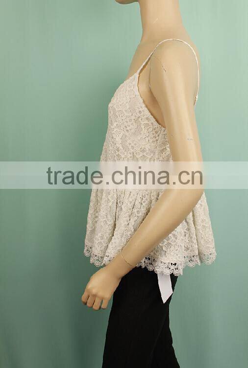 2016 Sexy casual sleeveless bandage fashion backless summer lace vest
