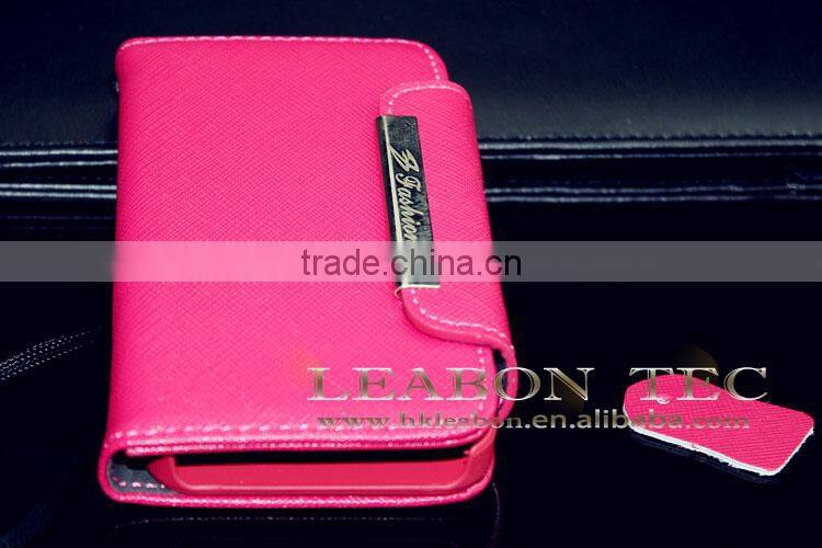 Card holder High quality wallet case cross pattern real cow leather case for Iphone 4 4S