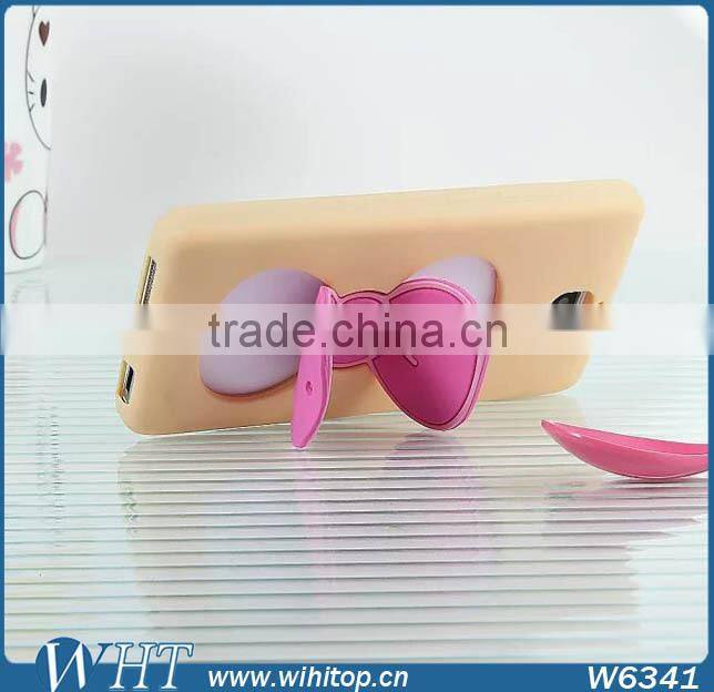 3D Silicone Case for Xiaomi Mi4, Lovely Stand Bow Case for Xiaomi M4