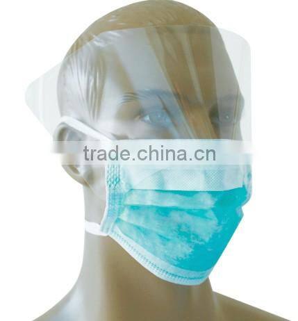 Disposable surgical face mask with shield
