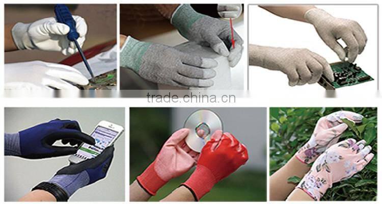 PU resin Assembly line esd glove Cell phone repair esd glove Light part handling esd pu palm coated work glove for sale
