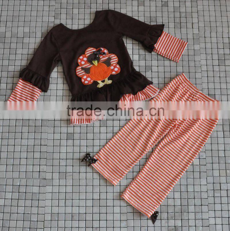 2016 latest design infant floral pumpkin cat halloween clothing