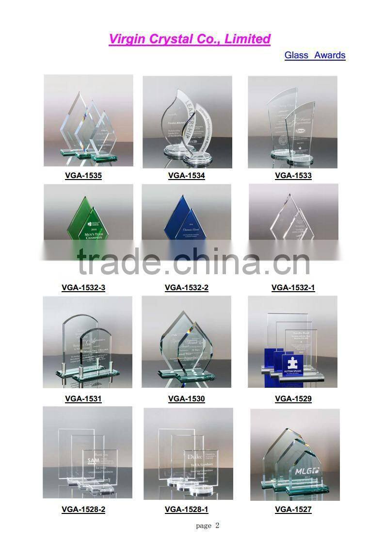 Novelty glass trophy plaque with your logo for club award