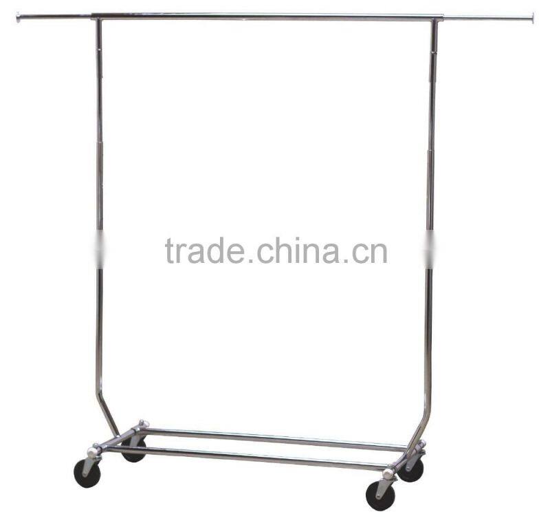 Adjustable Double Rail Rolling Garment Rack Clothing Rack Drying Rack Hanging Rack, Chrome Finish