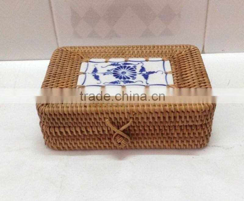 Best Selling decorative rattan round storage box with lid