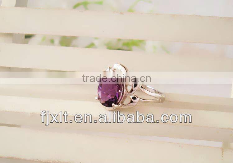 925 Sterling Silver Amethyst Gemstone Engagement Ring