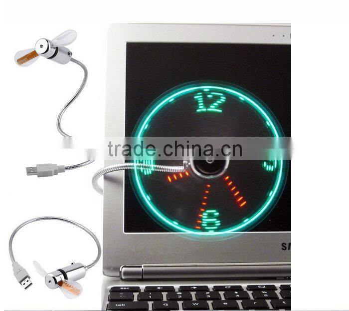 Mini LED USB Fan Clock Flexible Time Display LED Light for Tablet Computer
