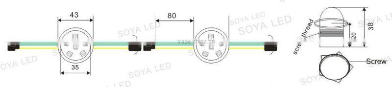 amusement ride pixel led lights 36mm 6 leds