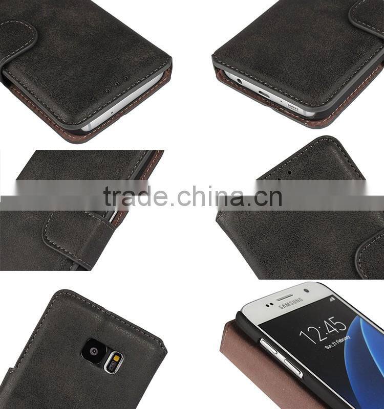 White PU leather cell phone case with wallet and card slots for samsung galaxy S7/S7 edge