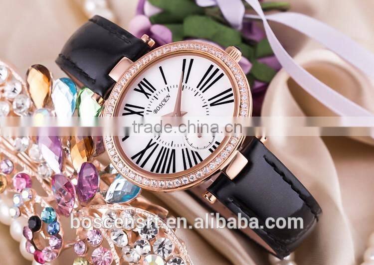 2016 Wholesale OEM Fashion Lady Quartz Watch , Stainless Steel Golden Luxury Branded Watches Women