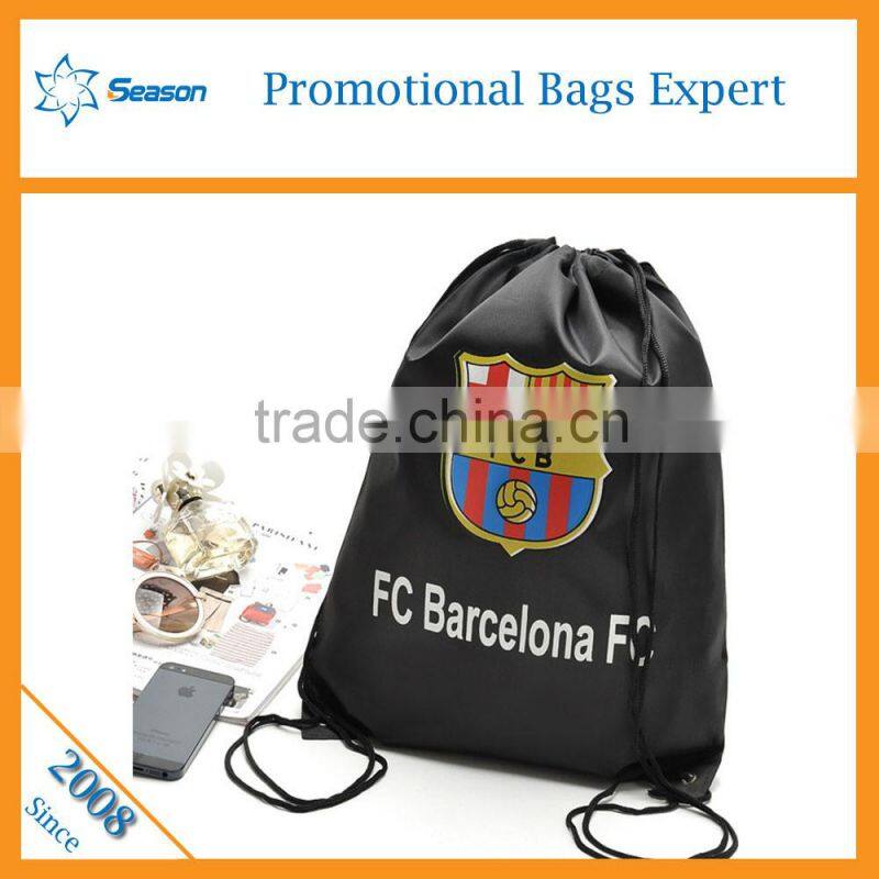 Wholesale promotional Shopping bags custom logo polyester drawstring bag