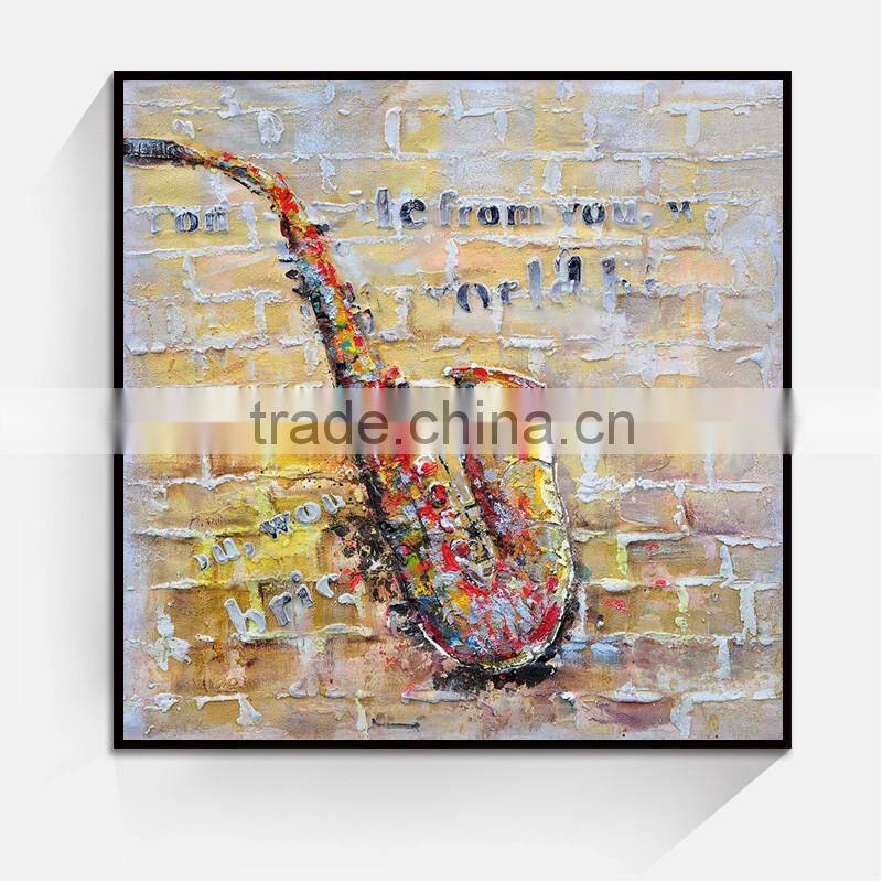 Music guitar canvas oil painting for living room decorative