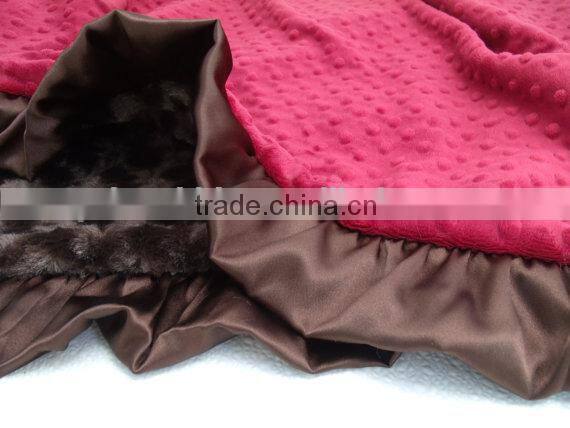 Personalized Hot Pink Minky With Brown Swirl Baby Blanket In Handmade