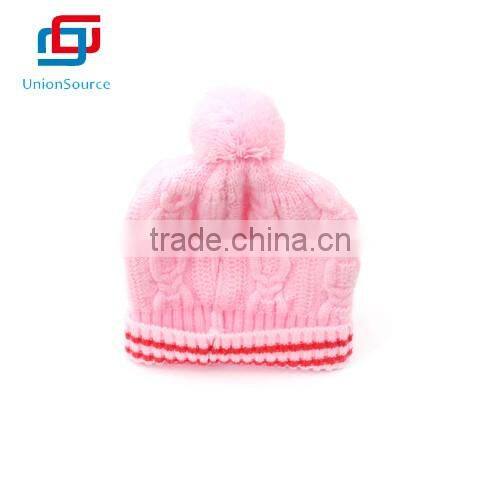 New Style Lovely Warm Knitted Winter Kids Pink Hat
