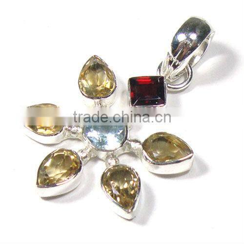 925 stamped sterling silver tibetan turquoise semi precious gemstone pendant