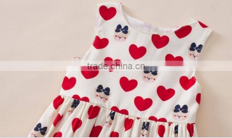 2016 new style children girls dress love heart printed dress wholesale OEM ODM