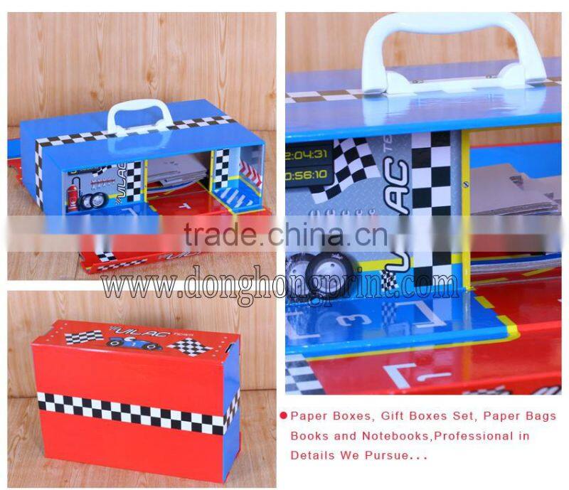 Toy storage portable children cardboard suitcase