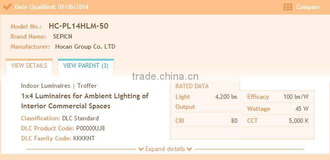 UL DLC 0-10V dimmable 1x4 led panel light