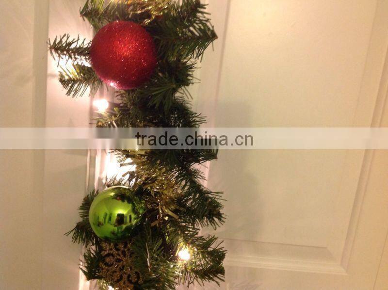 Lighted Prelit Gold Red Bell Shatterproof Ornament 9 Feet Christmas Garland