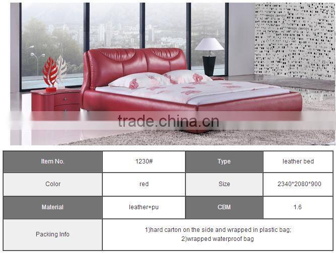 2016 spring leather king bed with wooden frame