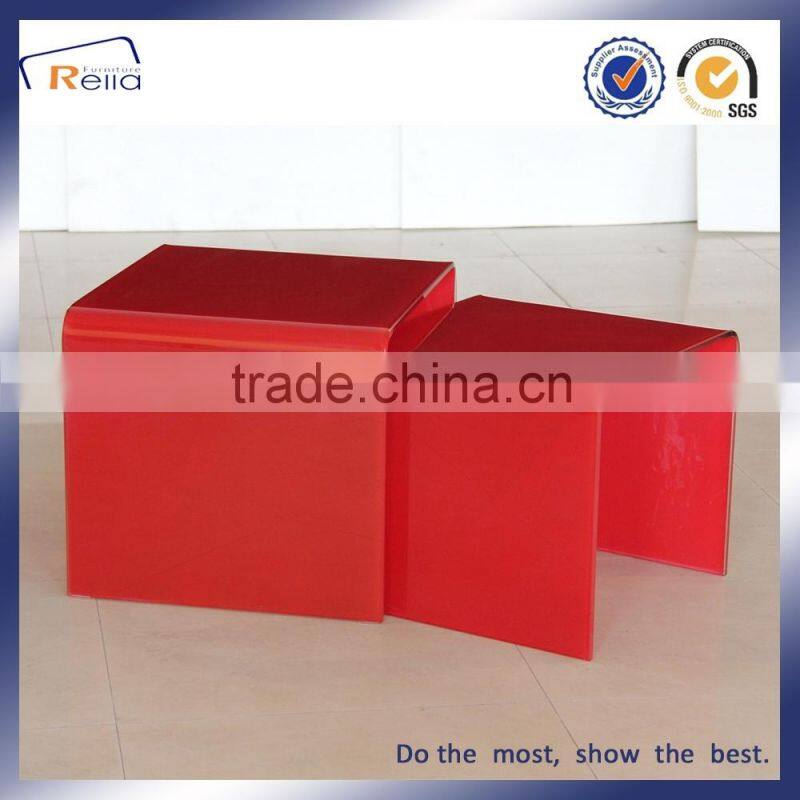 Fashion Design Special Shape All Glass Transparent Coffee Table Glass Top 1+1 cafe table