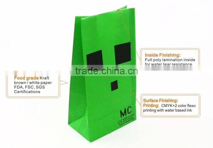 DIY new products color design square bottom kraft paper bag