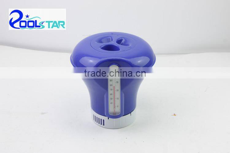 Floating Plastic Swimming Pool Chemical Dispenser P1533 for 3" Tablets w/ plastic floating temperature thermeter