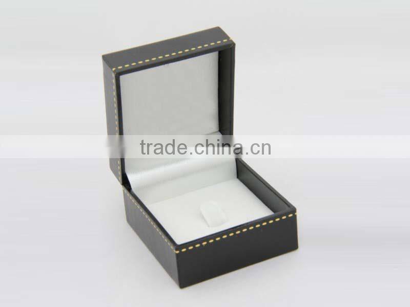 Custom made ring jewelry box with gold stamping Logo and white velvet insert