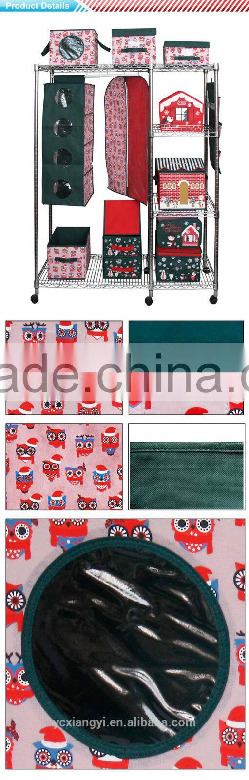 Christmas Winter snow printed 80gsm nonwoven paper board Customized Foldable shape design waterproof outdoor cushion storage box