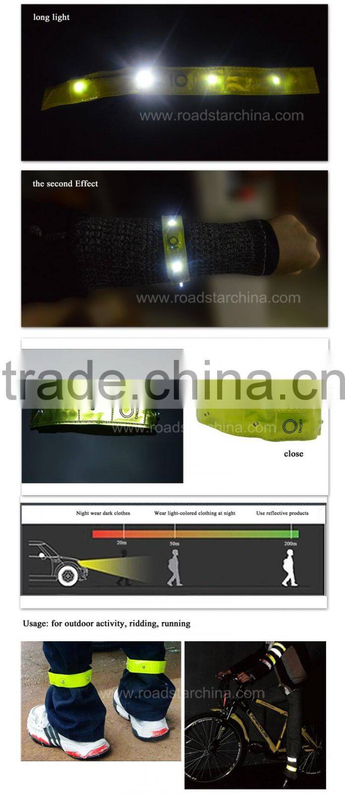 high visibility reflective LED armband