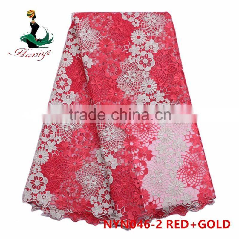 2016 Haniye Fashionable African embroidered net tulle lace fabric/tulle lace fabric/NYN46